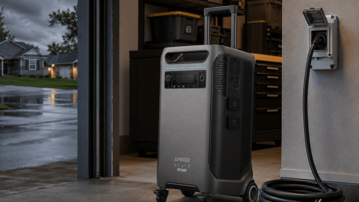 Anker SOLIX F3800 Plus review featured image showing garage storm backup setup