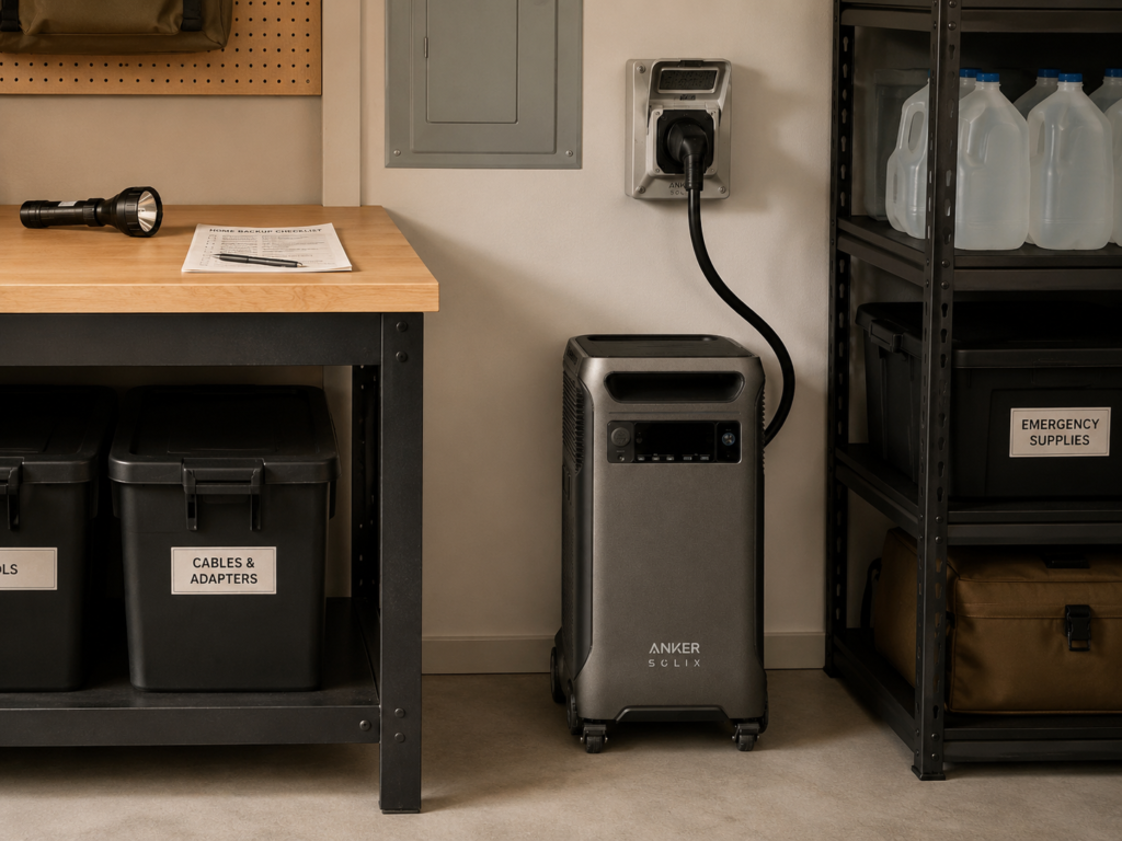 Anker SOLIX F3800 Plus review image showing utility room backup power planning