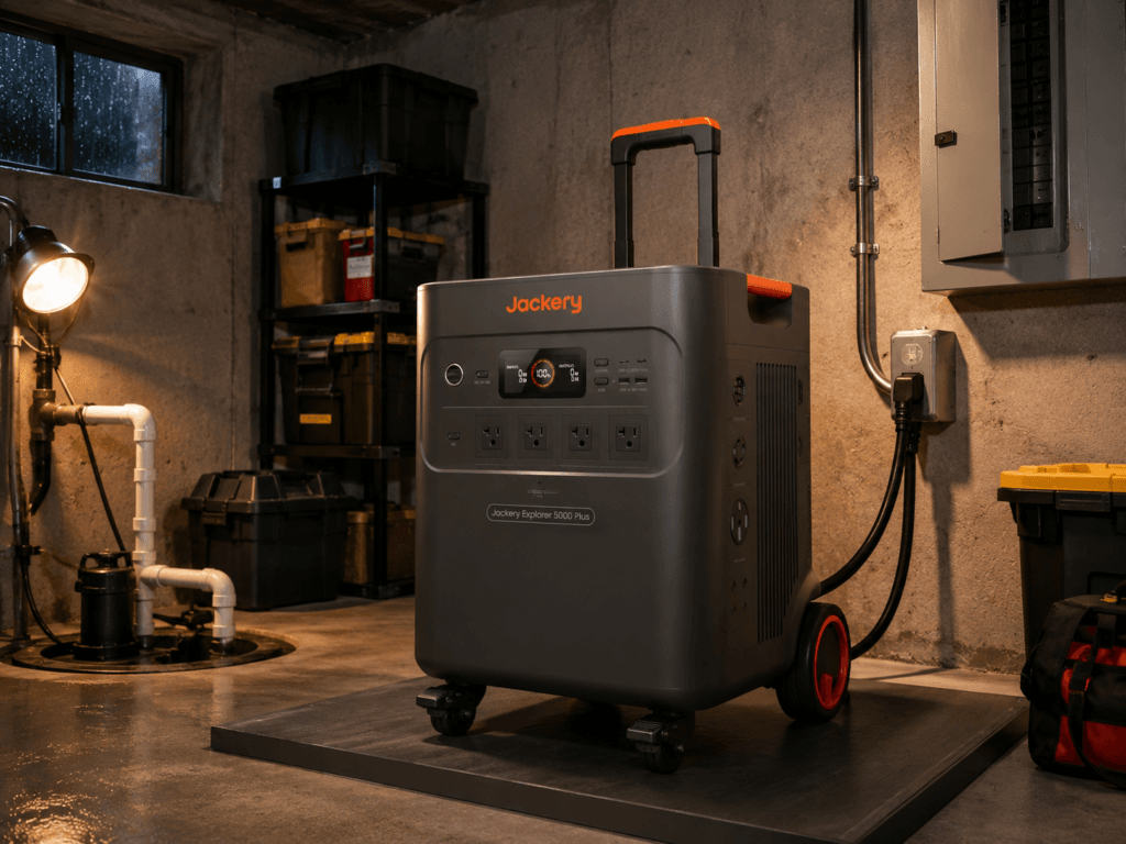 Jackery Explorer 5000 Plus review basement utility storm backup setup