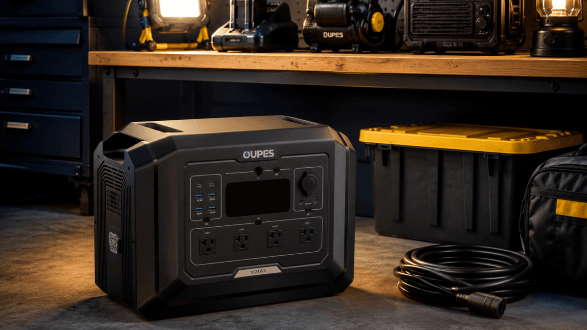 OUPES Mega 1 review garage storm-prep portable power station setup