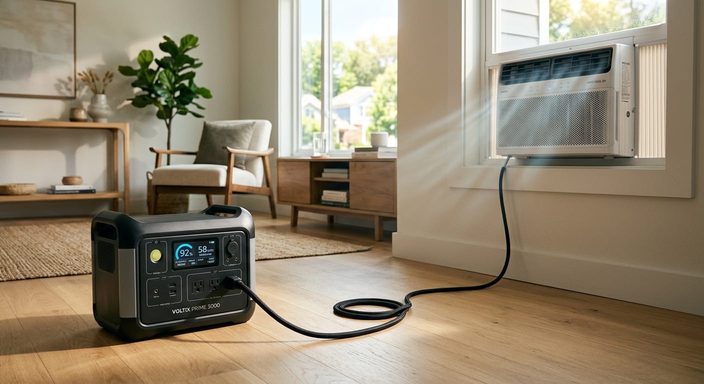 Best portable power station for air conditioner backup powering a window AC during a summer outage.