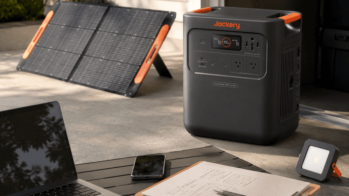 Jackery HomePower 3600 Pro Max with foldable solar panels in a practical backup planning setup